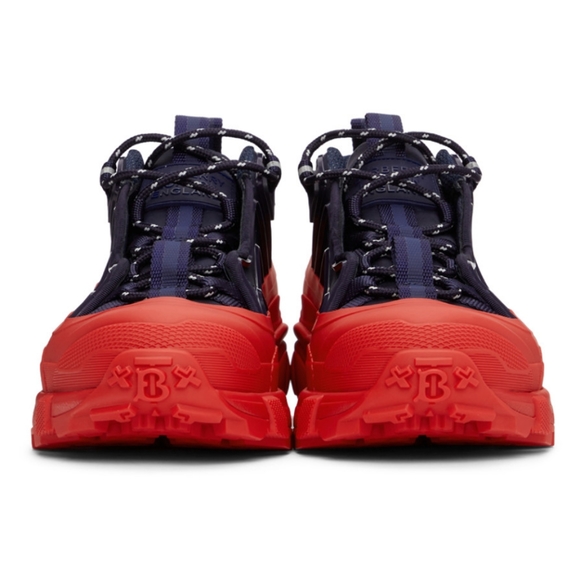 BURBERRY Navy & Red Arthur Sneakers - Picture 2 of 4